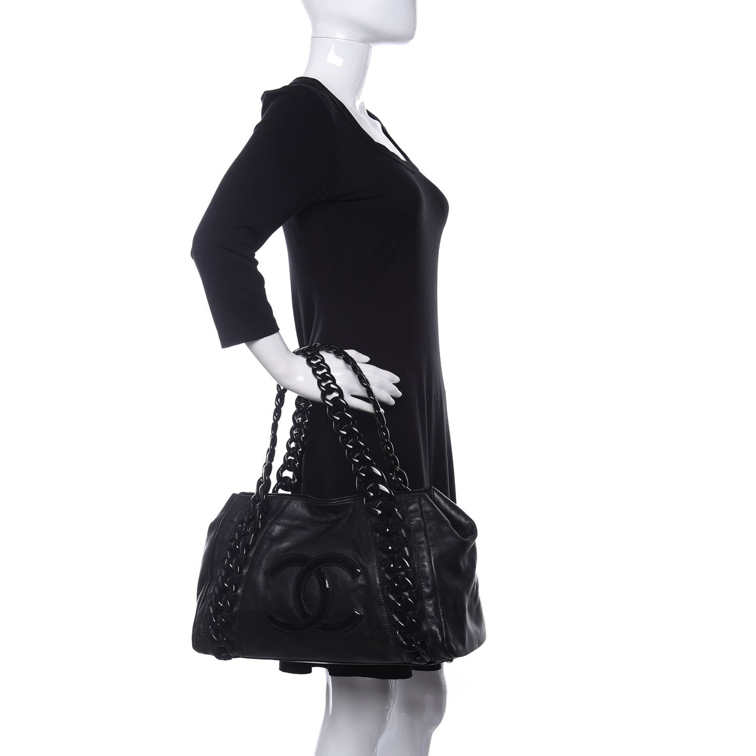 Chanel Calfskin Modern Chain Rhodoid East West Tote Black 2 of 14