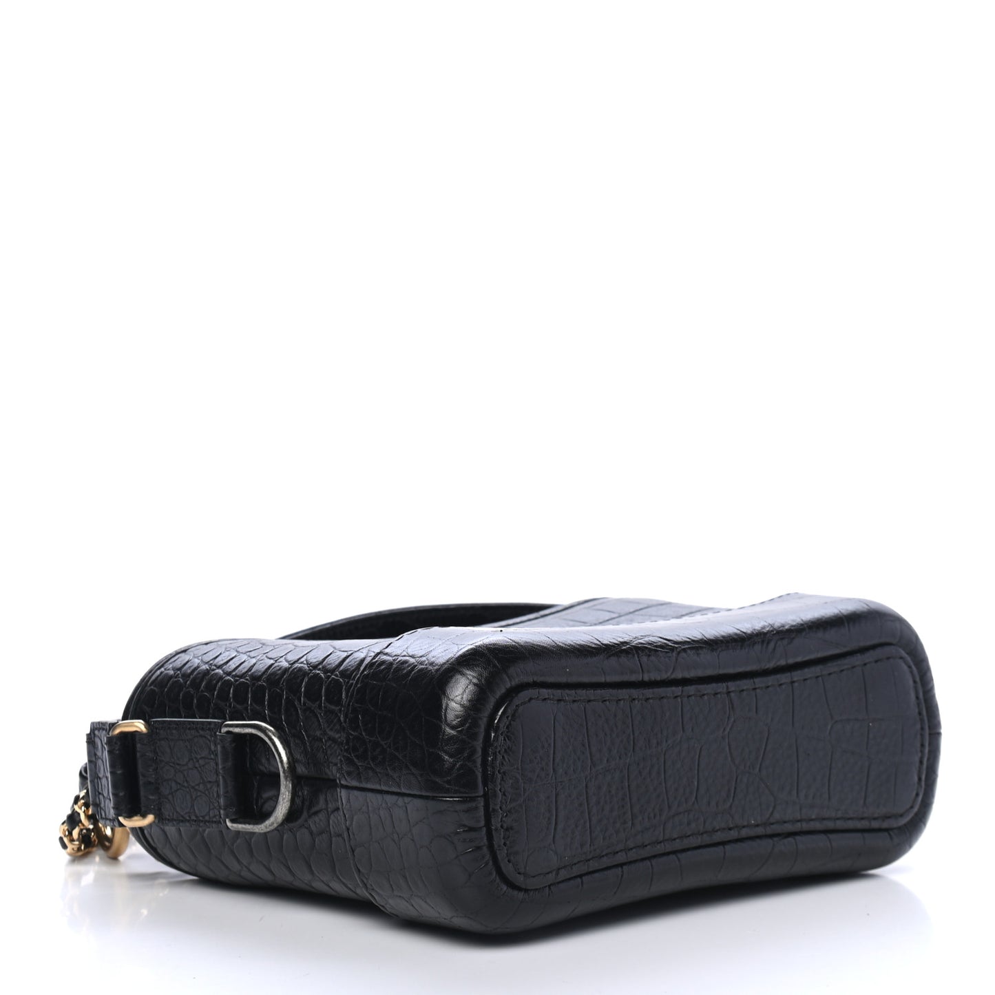 Calfskin Crocodile Embossed Small Gabrielle Cocodile Hobo Black