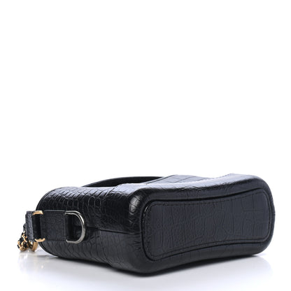 Chanel Calfskin Crocodile Embossed Small Gabrielle Cocodile Hobo Black 3 of 4