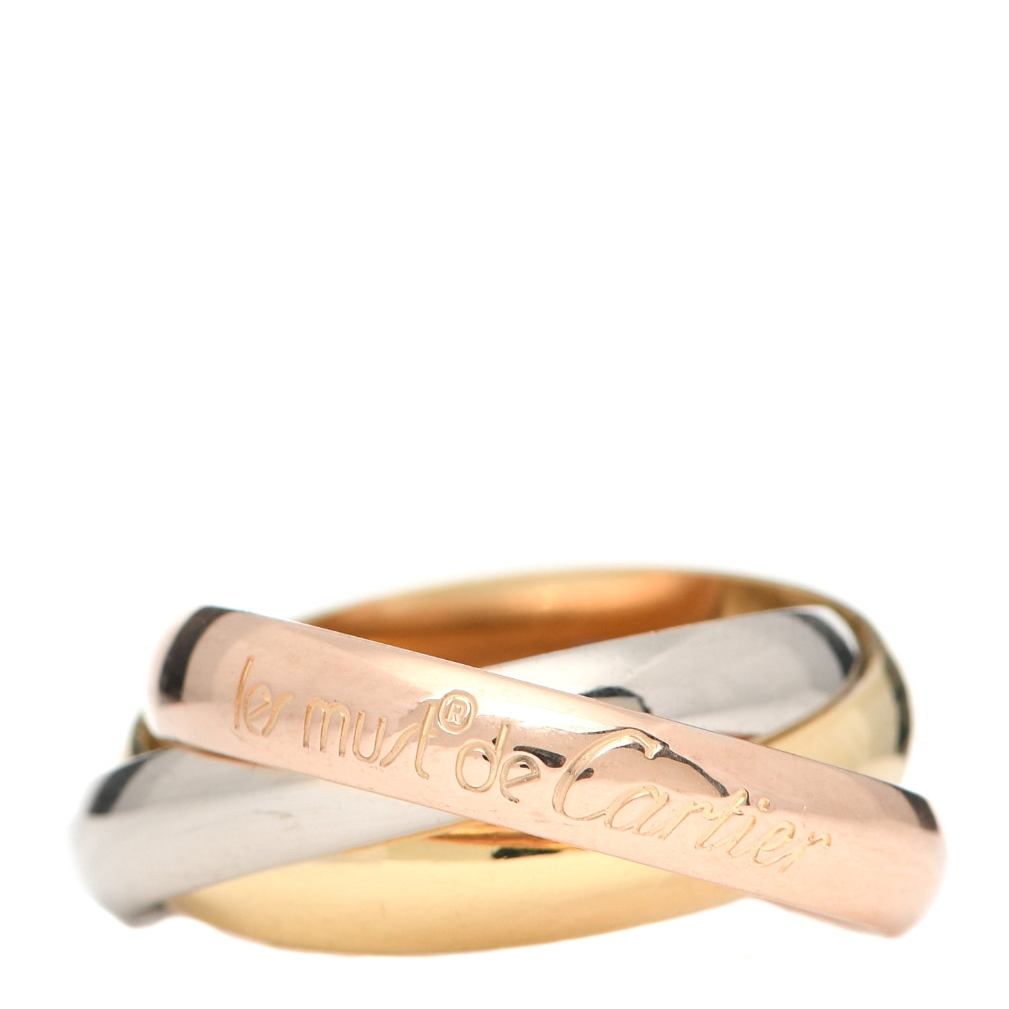 18K Pink Yellow White Gold Classic Les Must De Cartier Trinity Ring 51 5.75