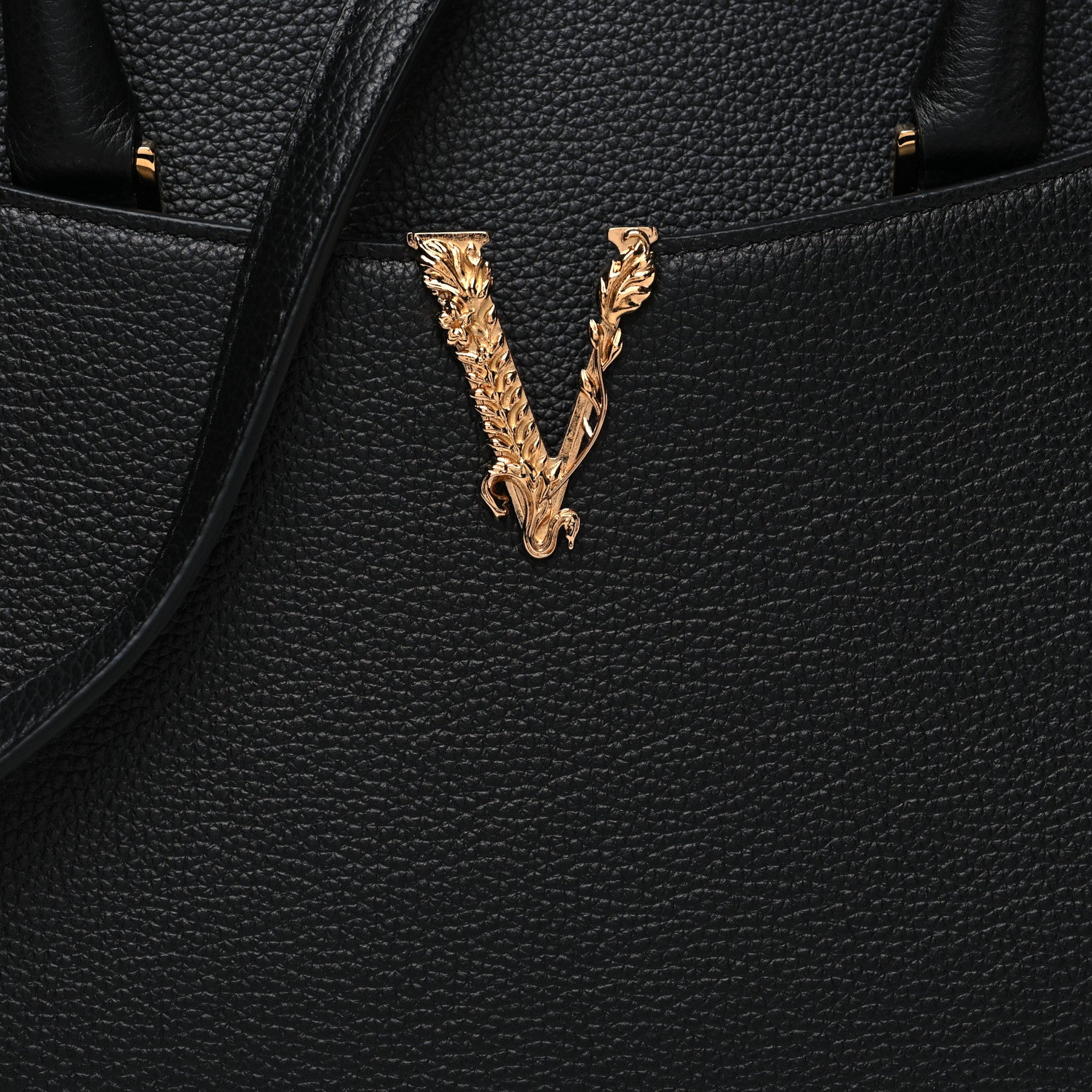 Versace Calfskin Virtus Tote Black 7 of 11
