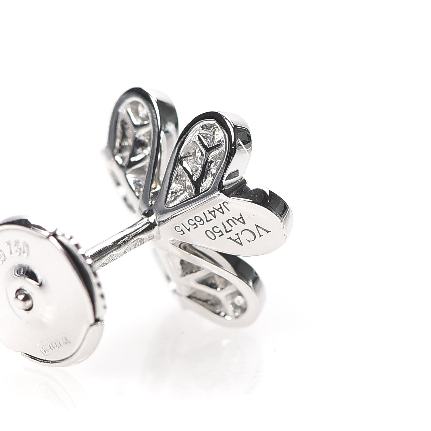 Van Cleef & Arpels 18K White Gold Diamond Mini Frivole Pave Earrings 4 of 4