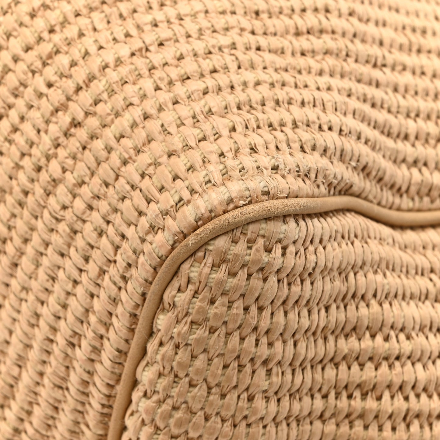 Cotton Raffia Puffy Pouch Clutch Bag