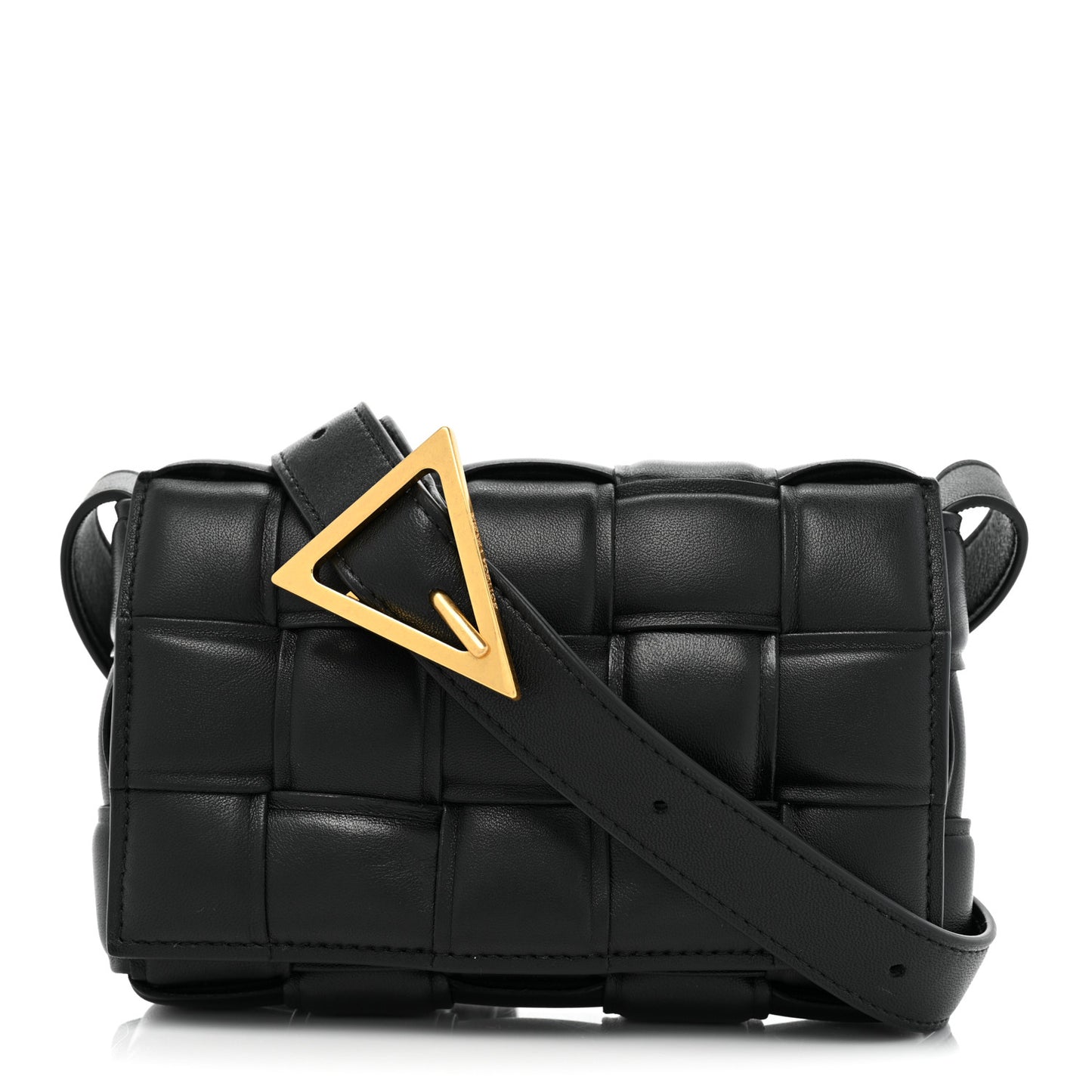 Nappa Maxi Intreccio Padded Cassette Crossbody Bag Black