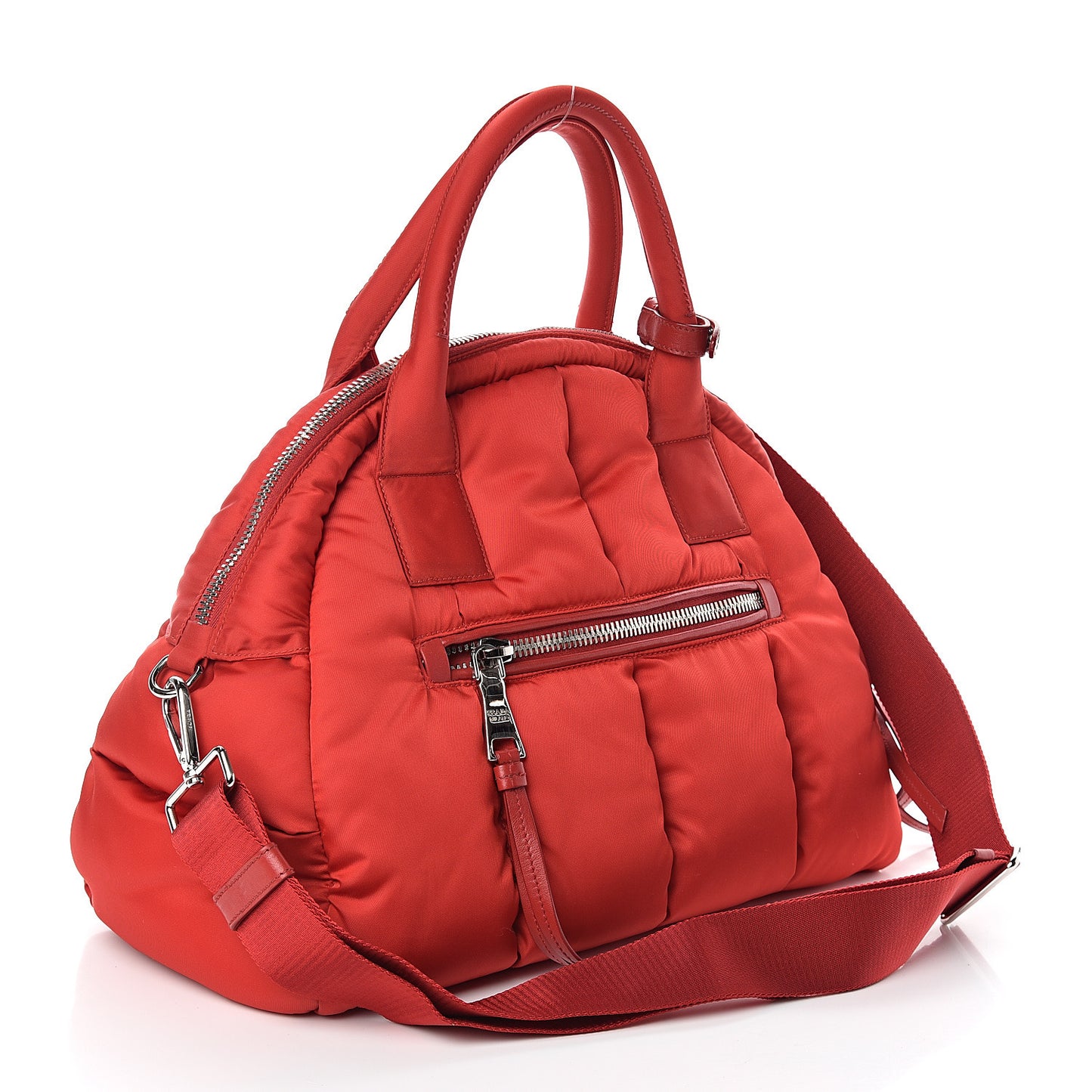 Tessuto Nylon Bomber Dome Satchel Red