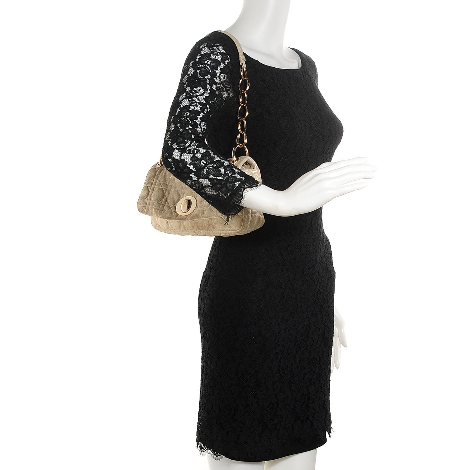 Christian Dior Metallic Lambskin Cannage Rendezvous Small Flap Champagne 2 of 8