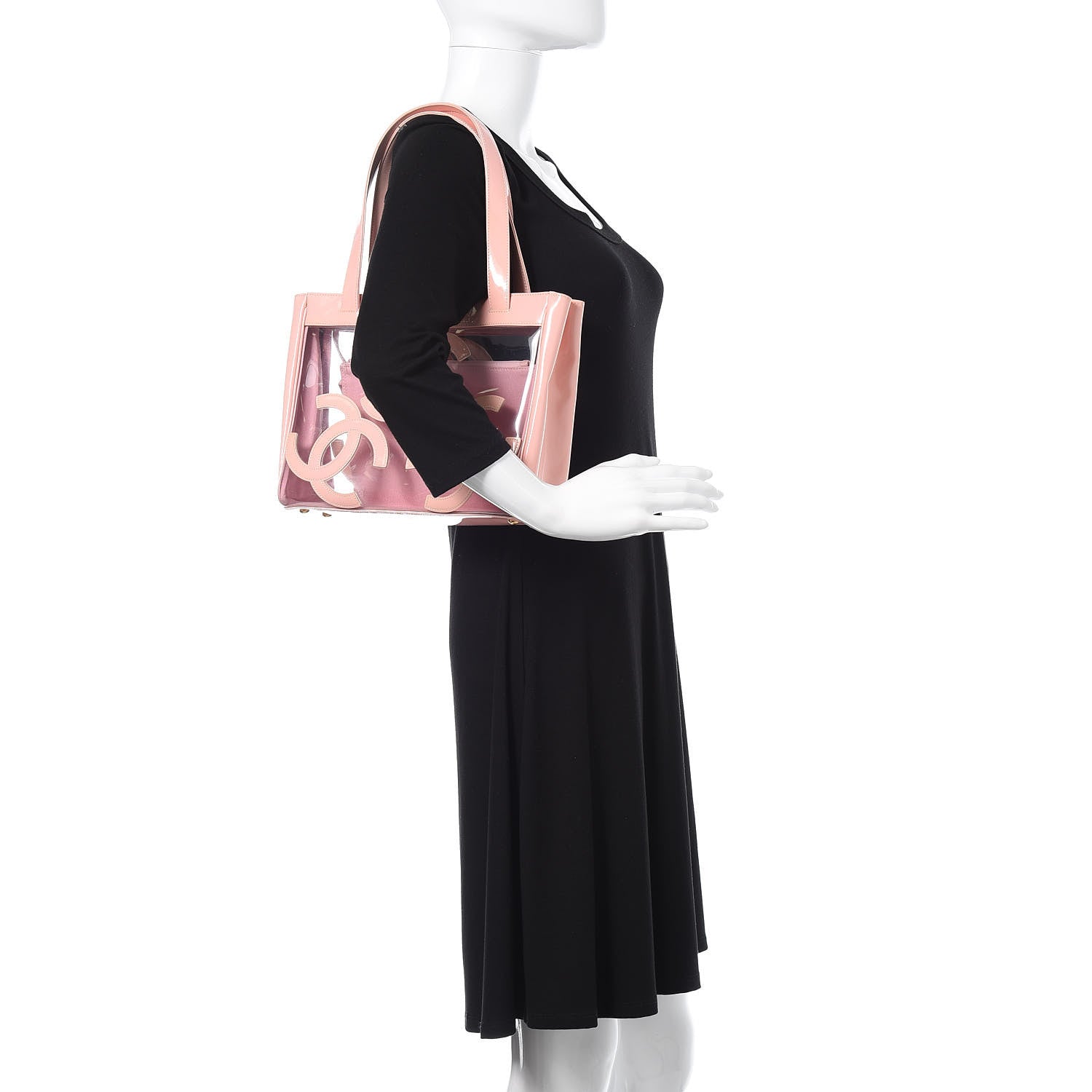 Chanel Vinyl Patent CC Logo Beach Tote Pink 2 of 13