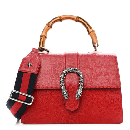 Gucci Dollar Calfskin Crystal Web Medium Dionysus Bamboo Top Handle Bag Hibiscus Red Black Diamond 1 of 14