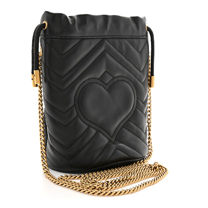 Gucci Calfskin Matelasse Mini GG Marmont 2.0 Bucket Bag Black 3 of 11