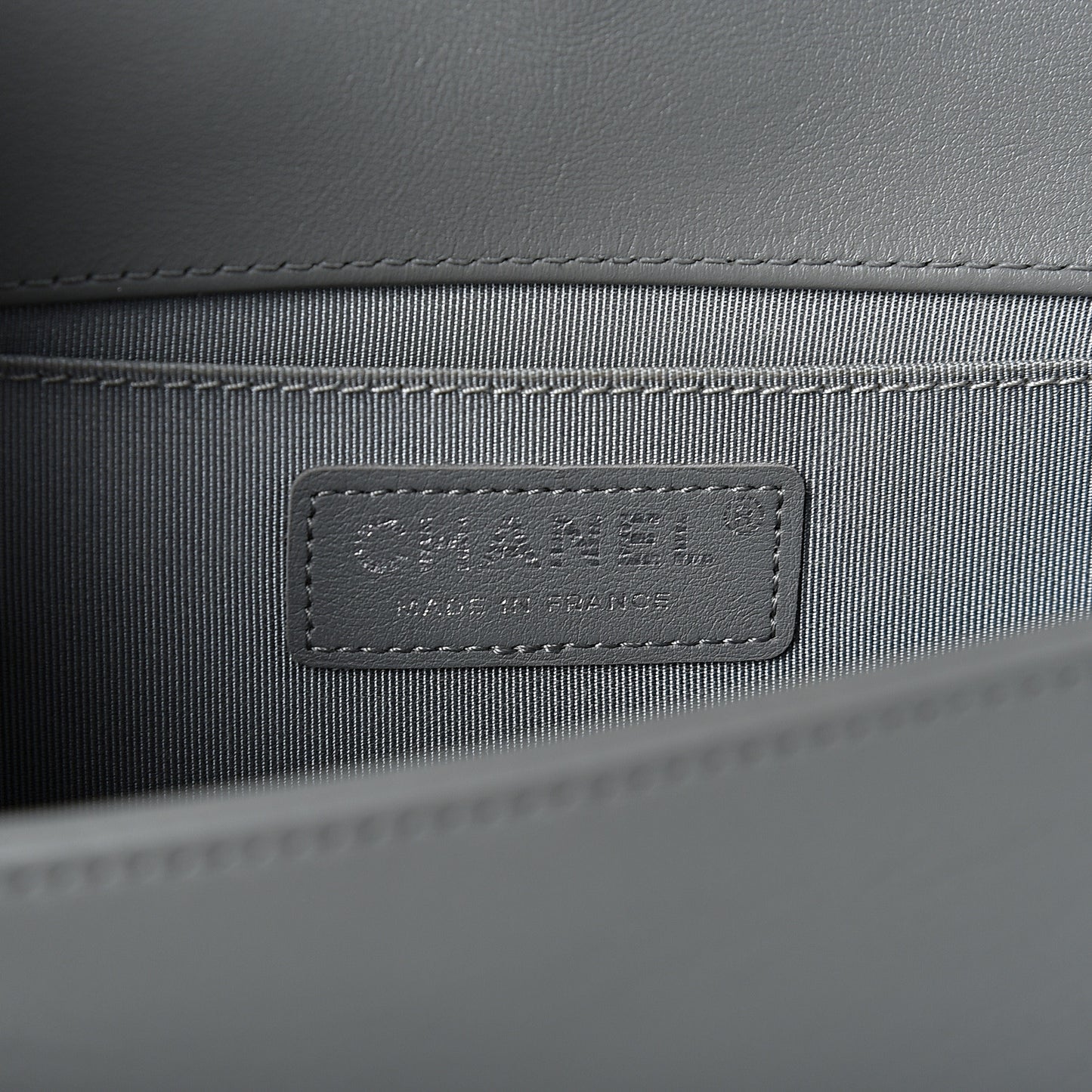 Calfskin Chevron Quilted Medium Boy Flap Grey