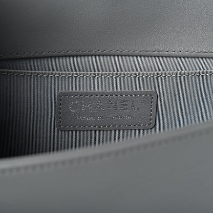 Chanel Calfskin Chevron Quilted Medium Boy Flap Grey 5 of 9