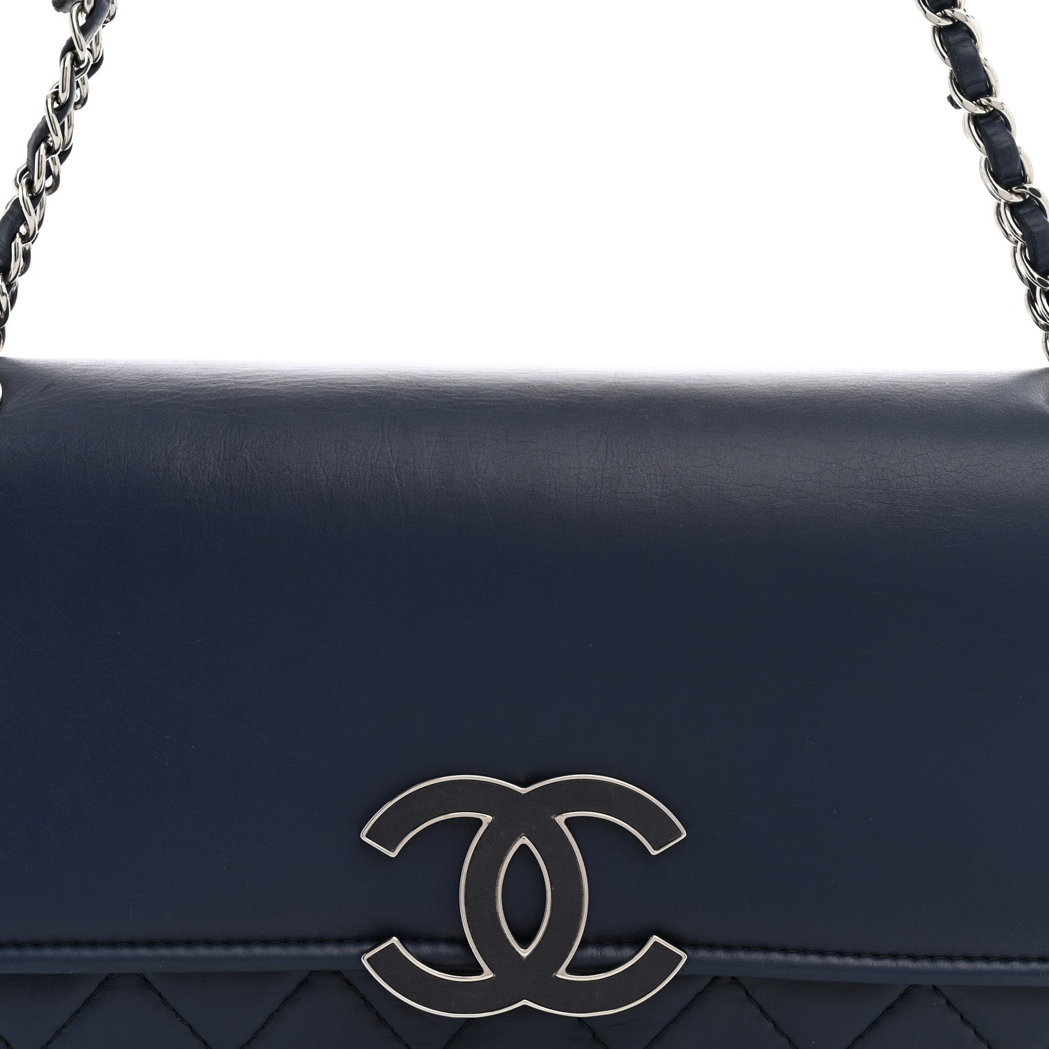 Chanel Distressed Calfskin Hamptons Accordion Flap Blue 8 of 12