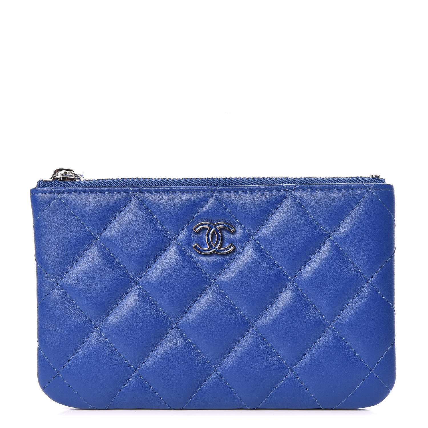 Chanel Lambskin Quilted Small Cosmetic Case Blue 1 of 7