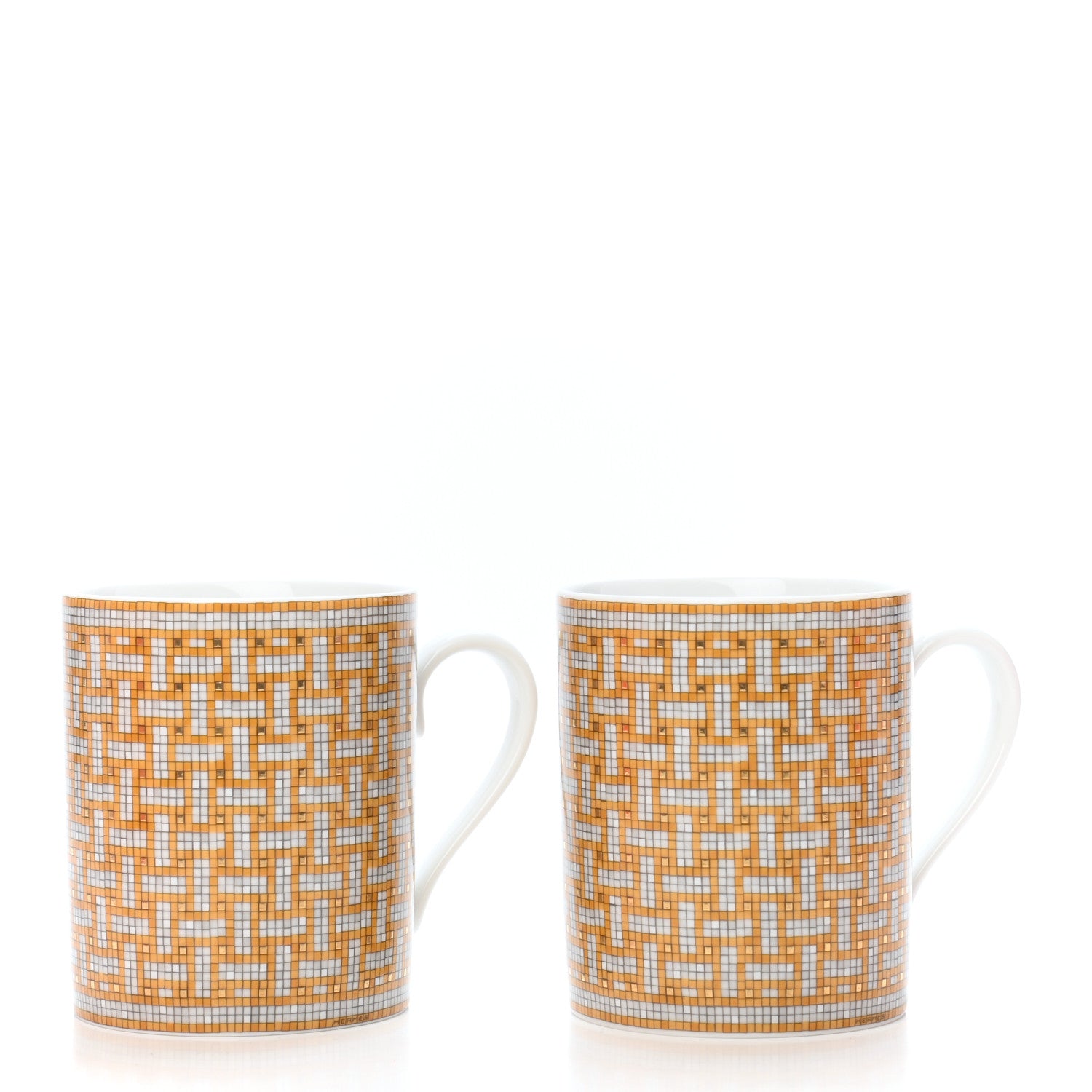 Hermes Porcelain Mosaique au 24 Mug Set of 2 Gold 2 of 5