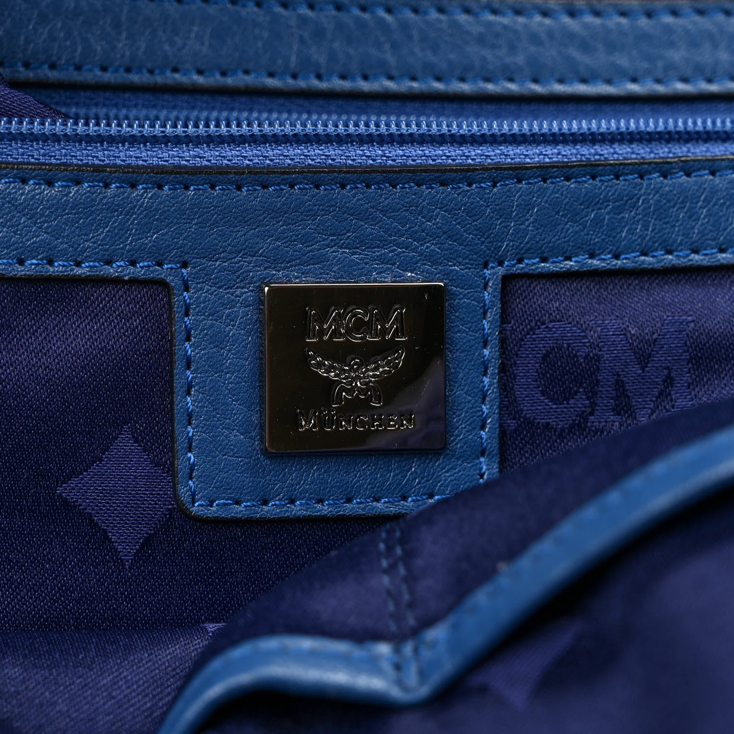 MCM Visetos Studded Medium Stark M Backpack Navy Blue 6 of 9