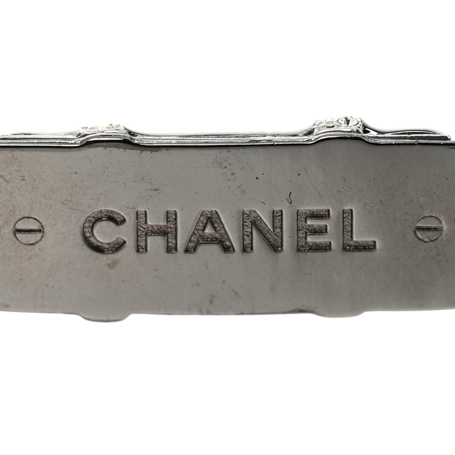 Hammered Metal Crystal CC Drop Earrings Ruthenium Black