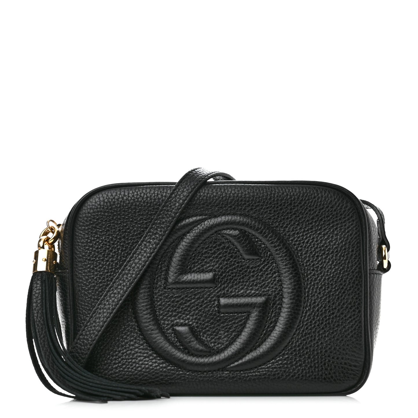 Pebbled Calfskin Small Soho Disco Bag Black