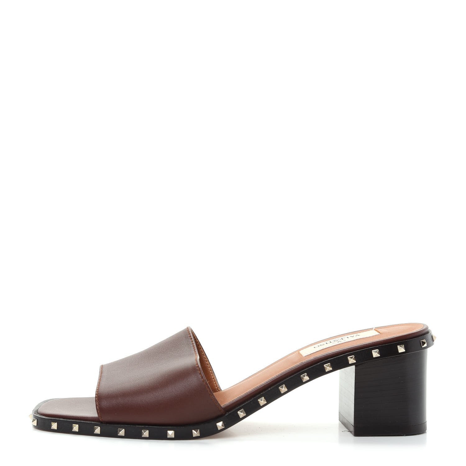 Valentino Garavani Nappa Soul Rockstud 55mm Slide Sandals 37 Brown 1 of 10