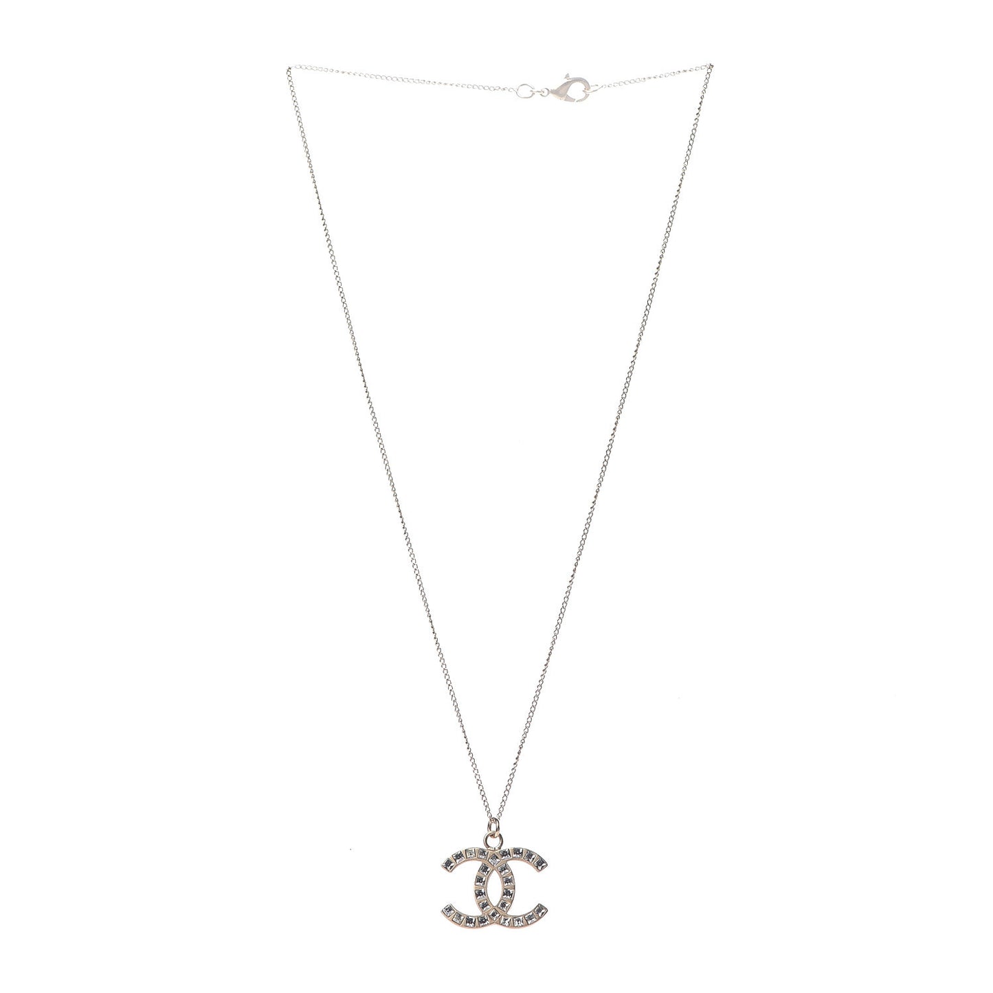 Baguette Crystal CC Necklace Light Gold