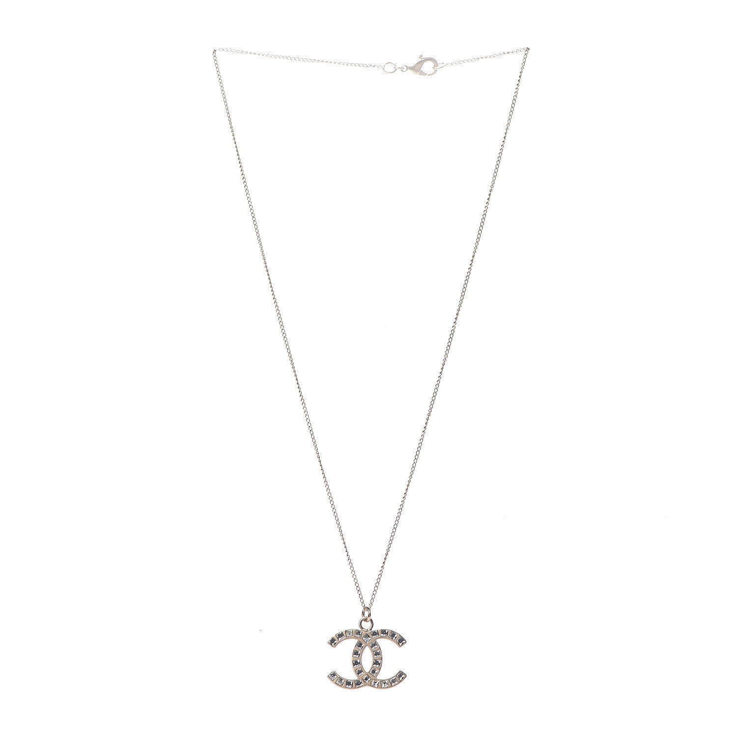Chanel Baguette Crystal CC Necklace Light Gold 3 of 4