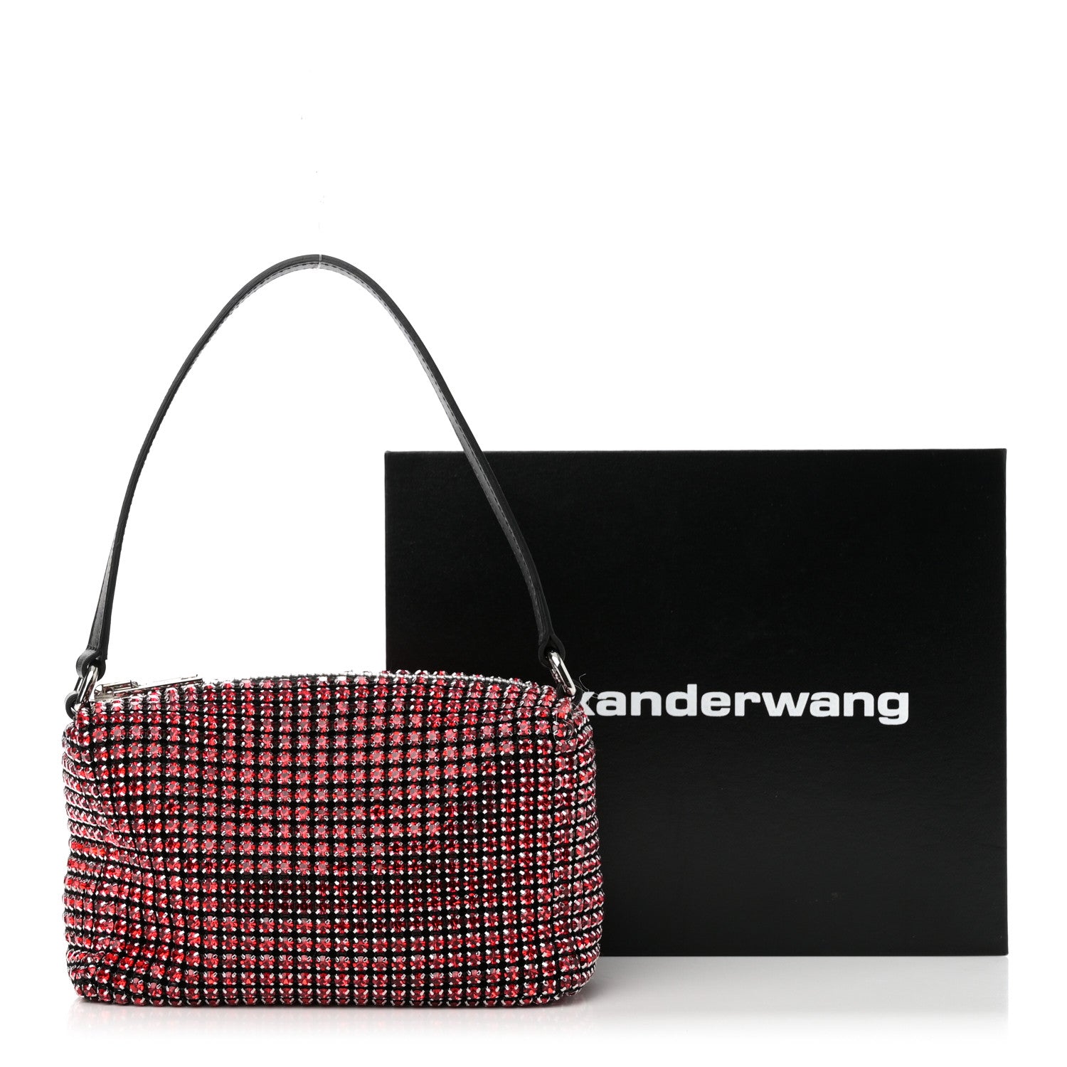 Alexander Wang Mesh Crystal Rhinestone Mini Heiress Pouch Red