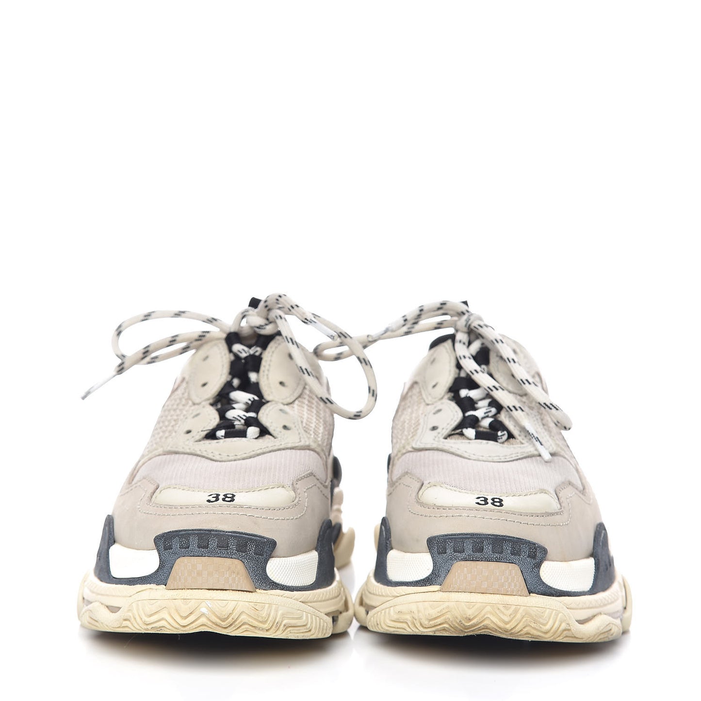 Fabric Mesh Womens Triple S Sneakers 38 Beige Black