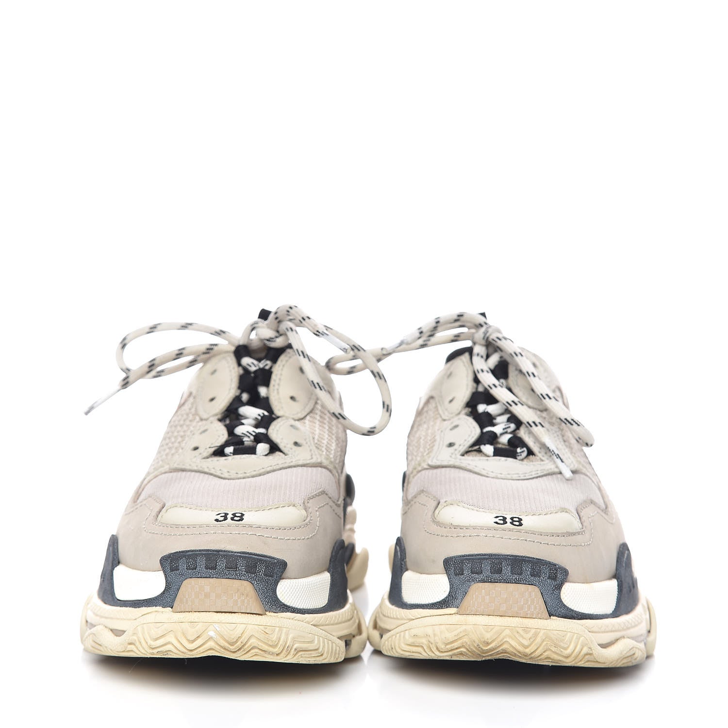 Balenciaga Fabric Mesh Womens Triple S Sneakers 38 Beige Black 2 of 15