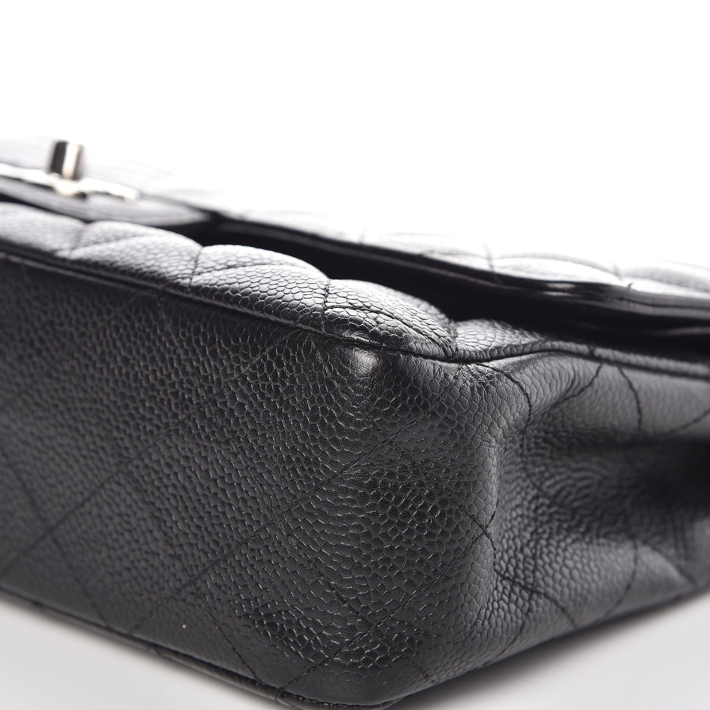 Caviar Quilted Medium Double Flap Black