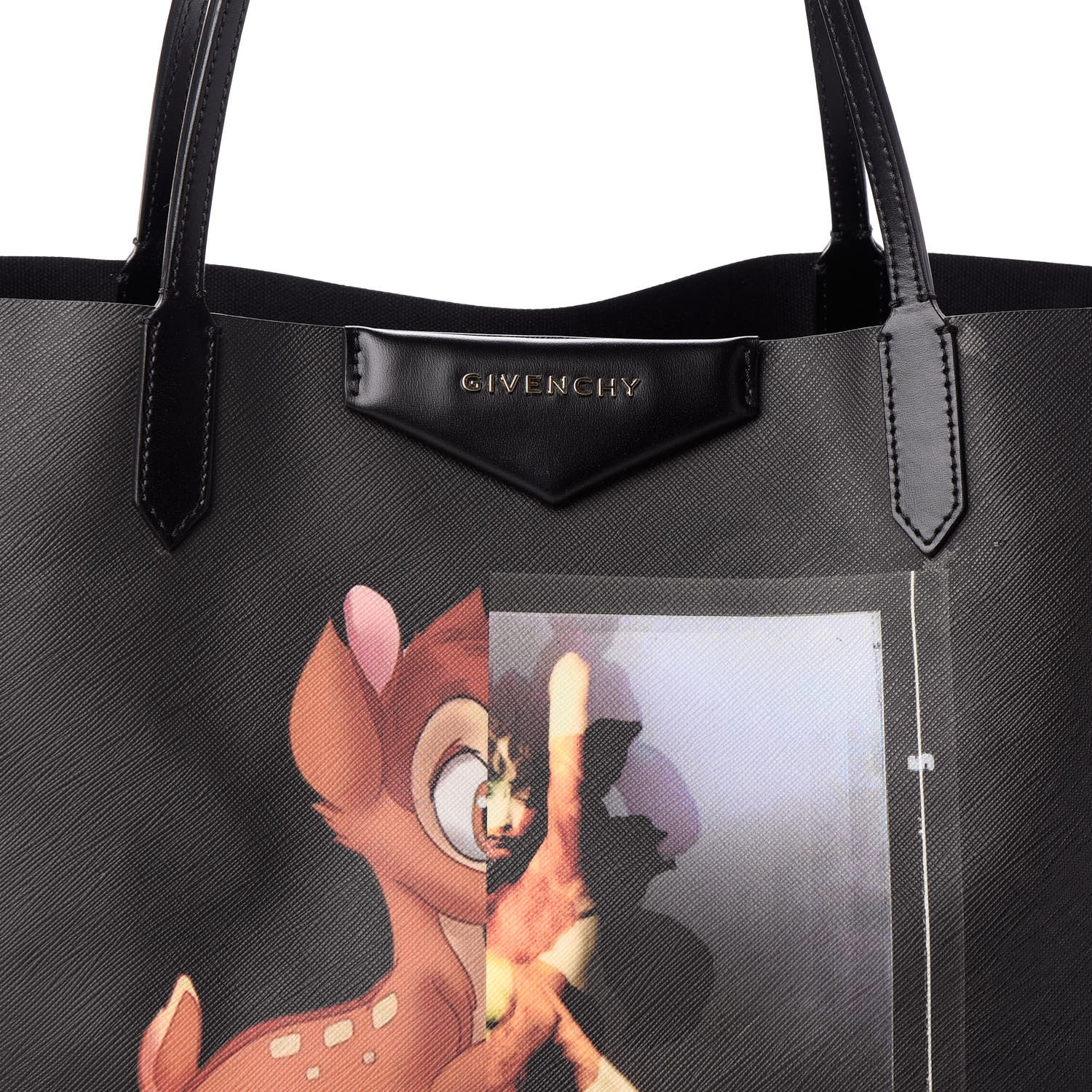 Givenchy Textured Coated Canvas Bambi Print Large Antigona Tote Black 7 of 11