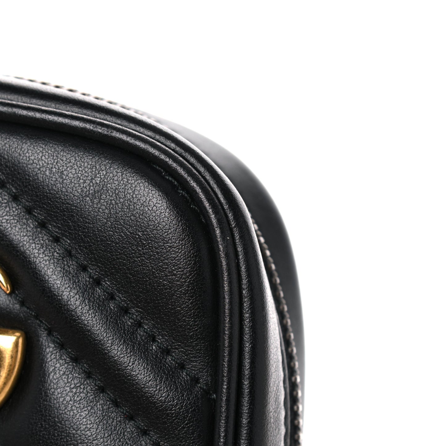 Calfskin Matelasse Mini GG Marmont Crossbody Bag Black