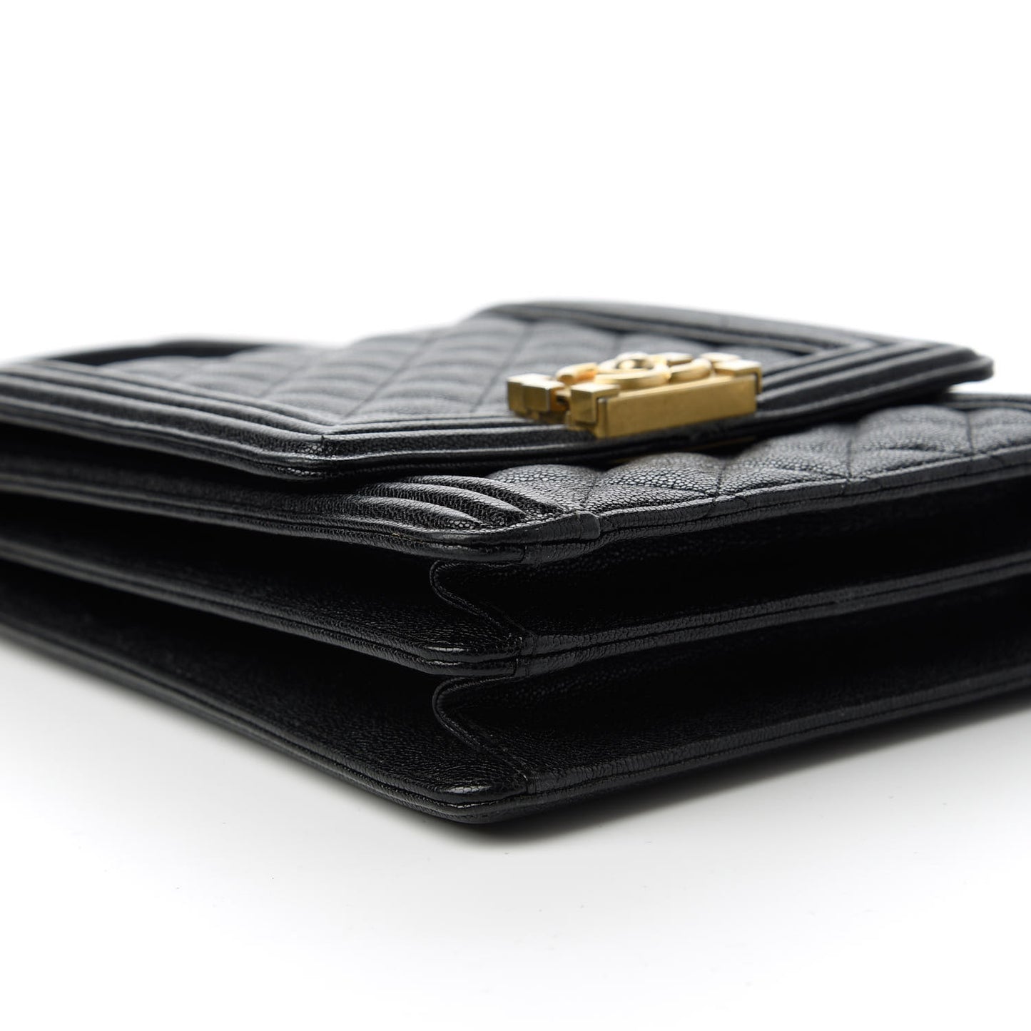 Caviar Quilted North South Boy Flap Black