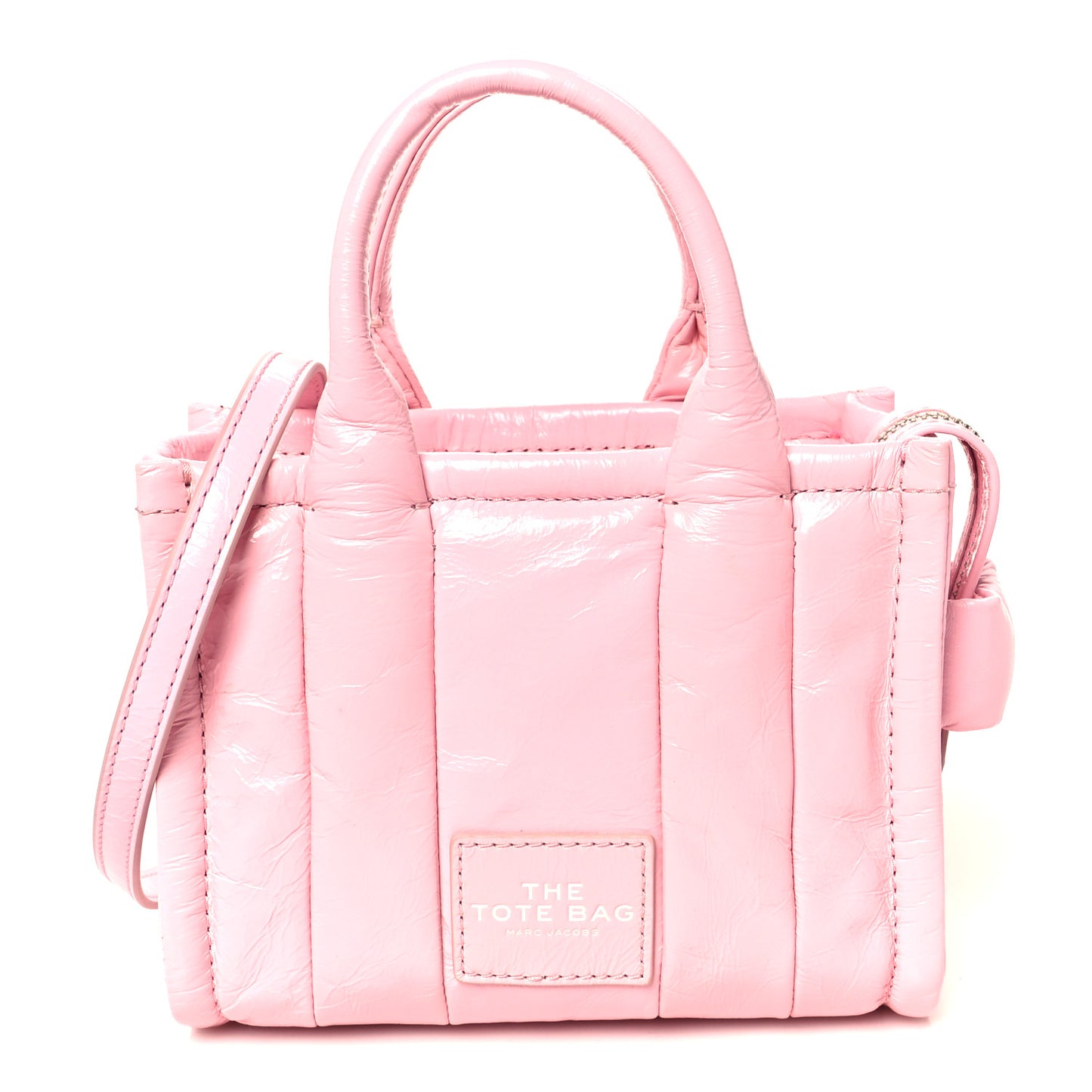 Shiny Crinkled Calfskin Mini The Tote Bag Pink