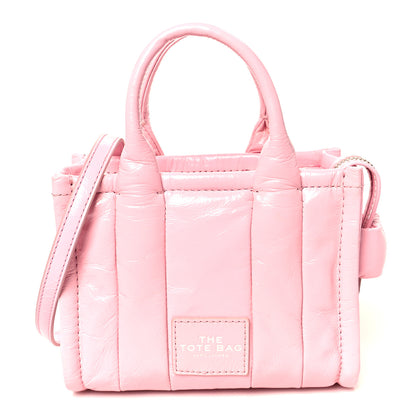 Marc Jacobs Shiny Crinkled Calfskin Mini The Tote Bag Pink 1 of 11