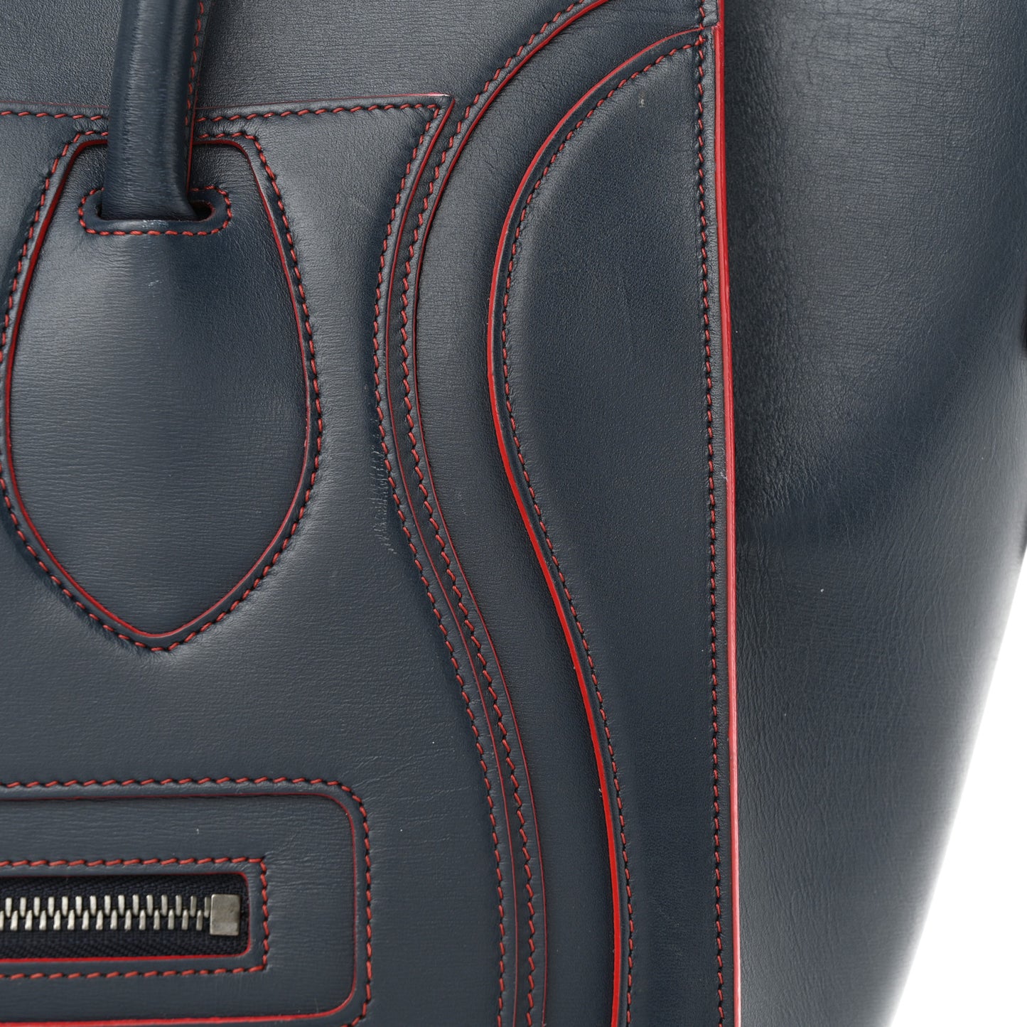 Satin Debossed Calfskin Mini Luggage Navy Blue