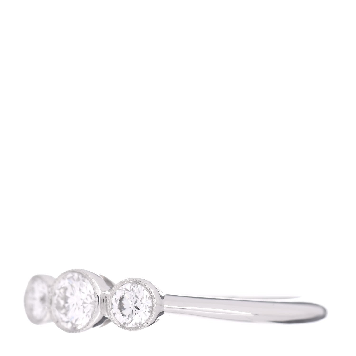 Tiffany Platinum Diamond Three Stone Milgrain Ring 49 5 3 of 5