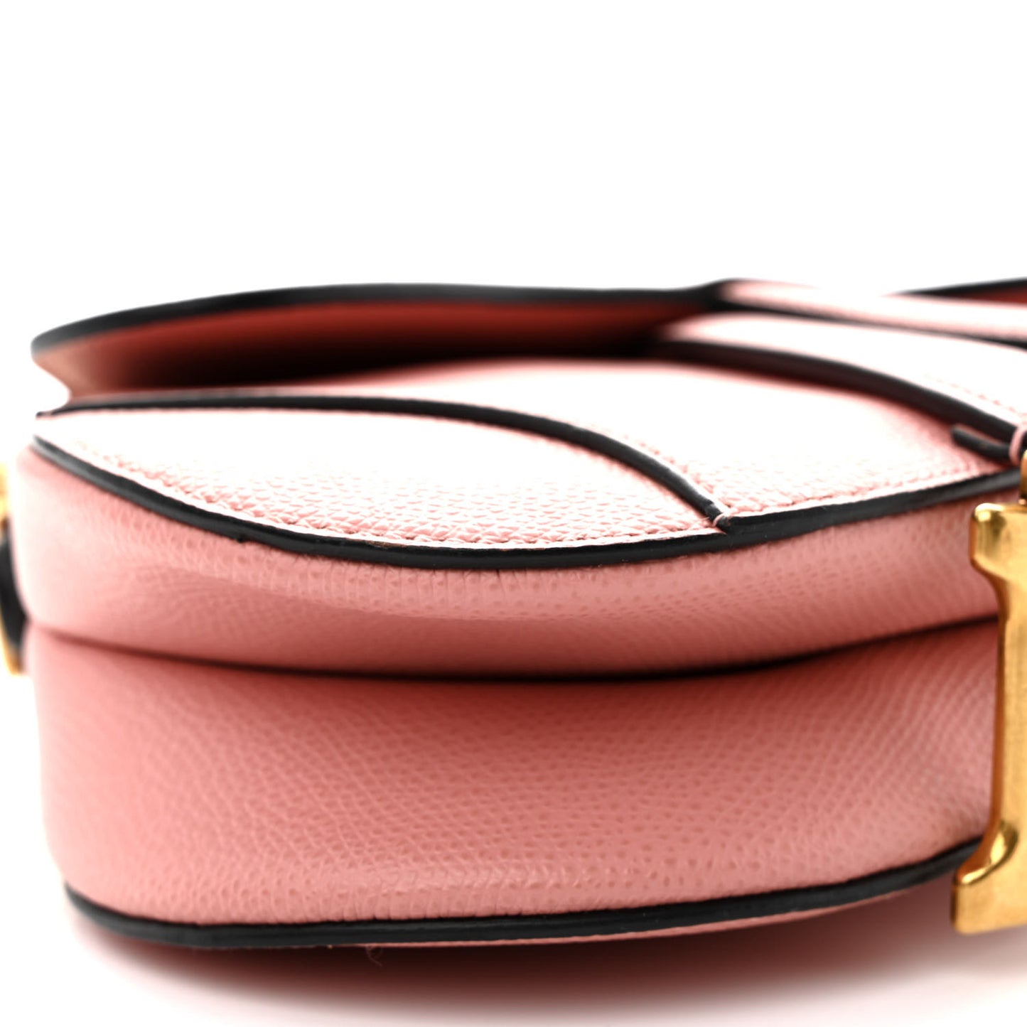 Grained Calfskin Mini Saddle Bag Pink