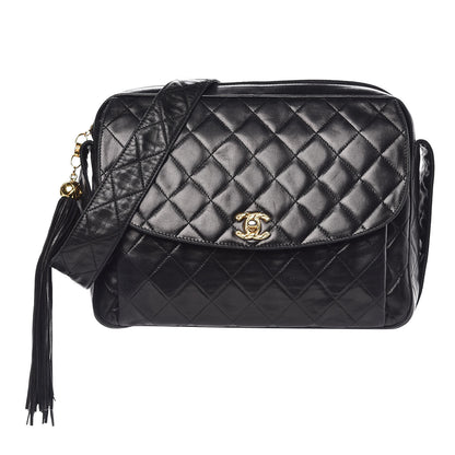Chanel Lambskin Quilted Tassel Flap Camera Case Black 1 of 13