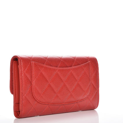 Chanel Caviar Quilted Large Flap Wallet Red 3 of 9