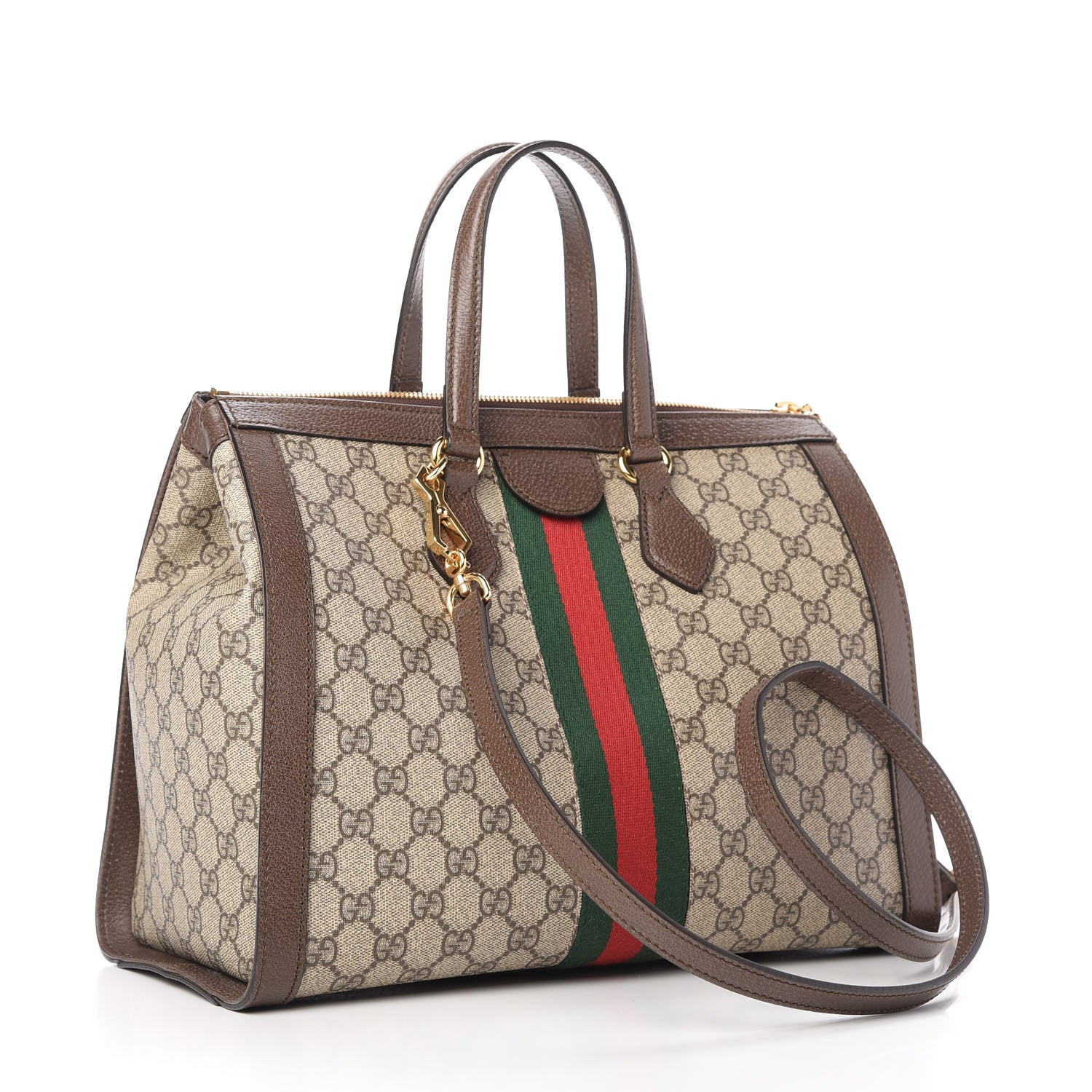 Gucci GG Supreme Monogram Web Medium Ophidia Tote Bag Brown 3 of 10