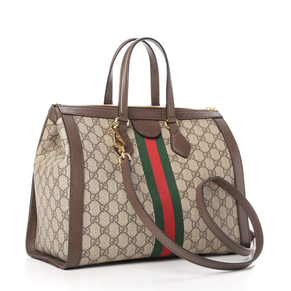 Gucci GG Supreme Monogram Web Medium Ophidia Tote Bag Brown 3 of 10