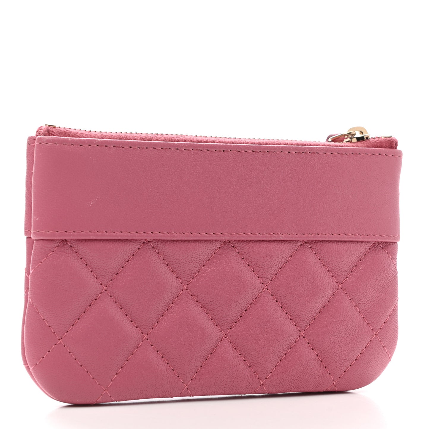 Sheepskin Quilted Small Vintage Mademoiselle Cosmetic Case Dark Pink