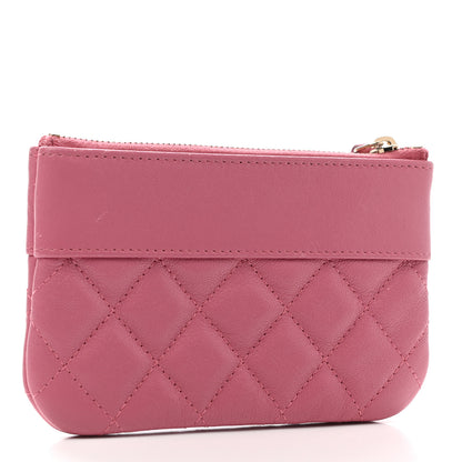 Chanel Sheepskin Quilted Small Vintage Mademoiselle Cosmetic Case Dark Pink 3 of 8