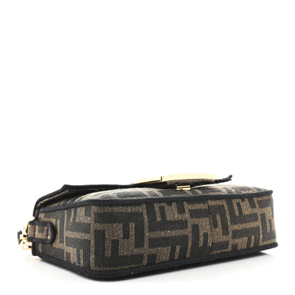 Fendi Fabric Jacquard FF 1974 Mini Baguette Tobacco Moro Black 4 of 10