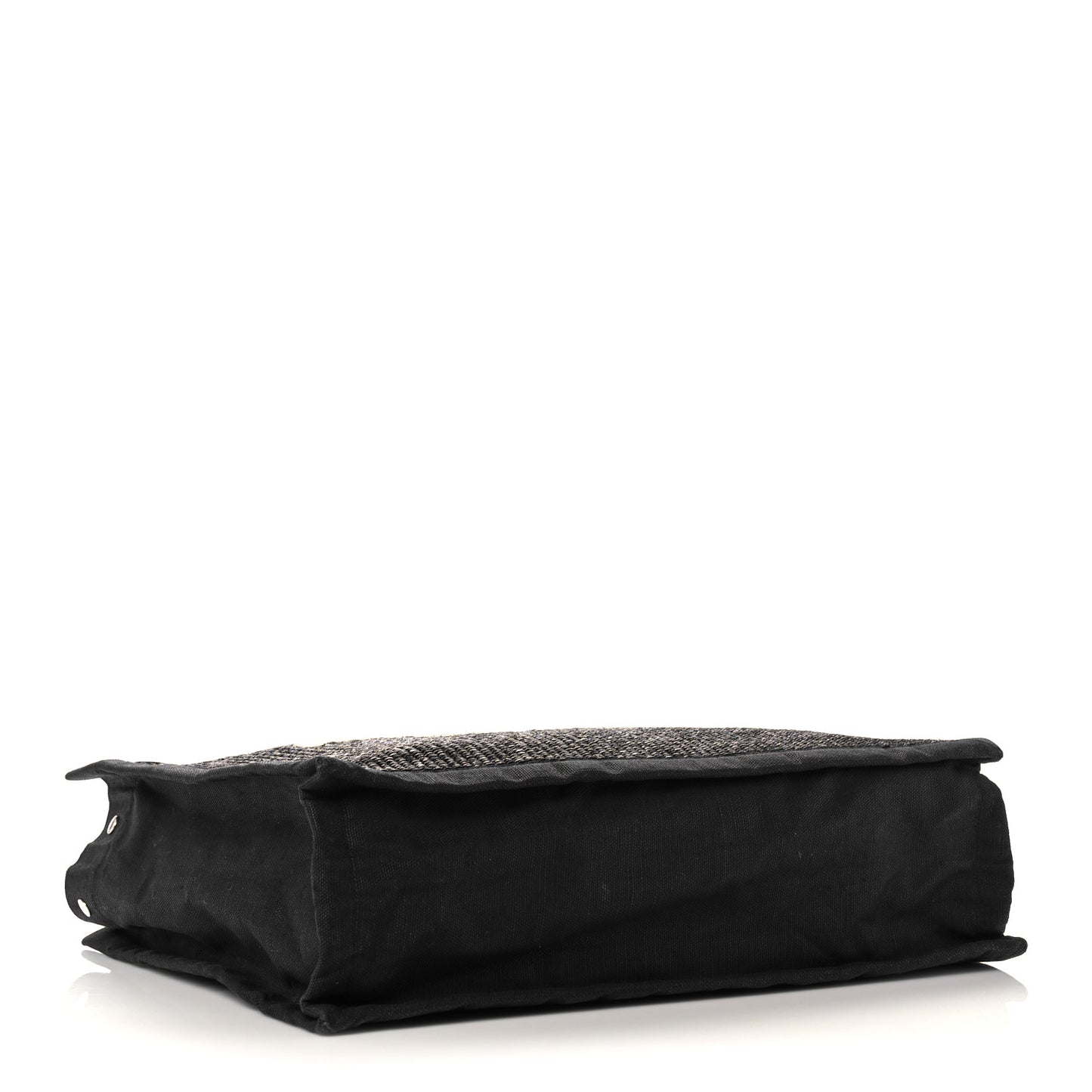 Raffia Linen Calfskin Rive Gauche Tote Black