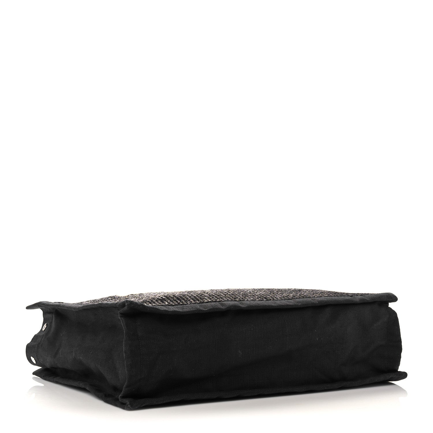 Saint Laurent Raffia Linen Calfskin Rive Gauche Tote Black 4 of 13