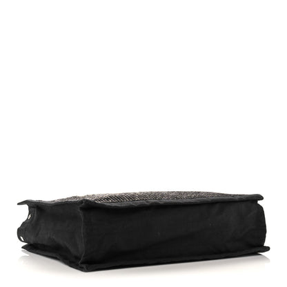 Saint Laurent Raffia Linen Calfskin Rive Gauche Tote Black 4 of 13