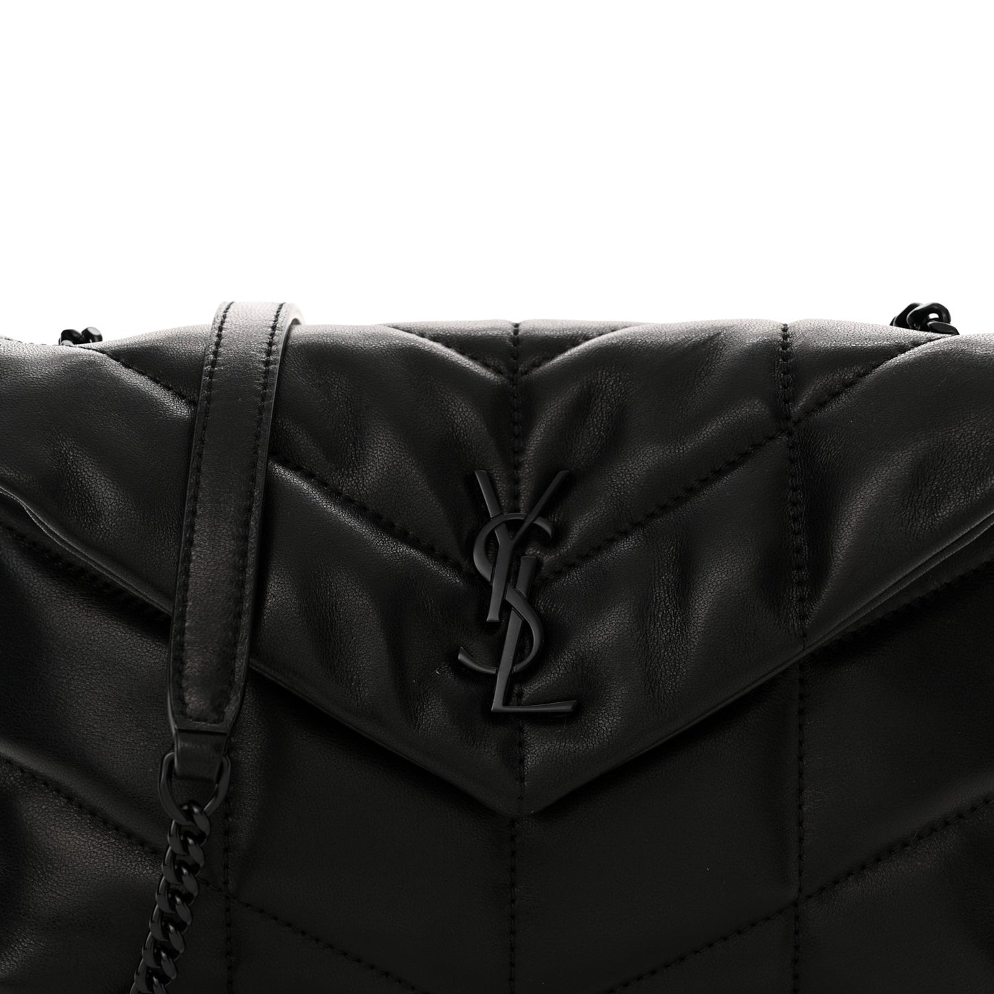 Lambskin Quilted Toy Loulou Puffer Monogram Monochrome Chain Satchel Black