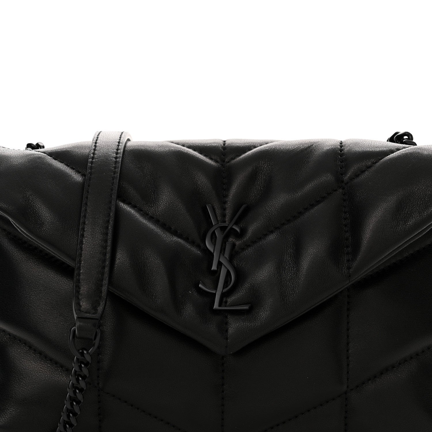 Saint Laurent Lambskin Quilted Toy Loulou Puffer Monogram Monochrome Chain Satchel Black 8 of 10