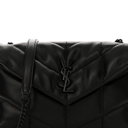 Saint Laurent Lambskin Quilted Toy Loulou Puffer Monogram Monochrome Chain Satchel Black 8 of 10