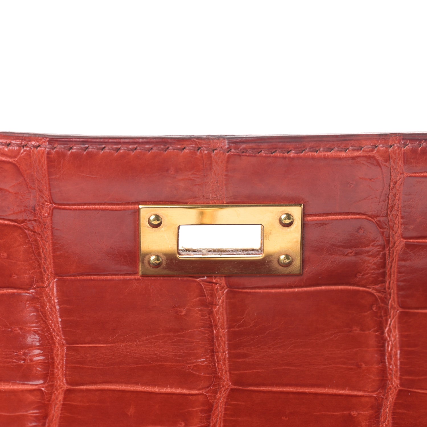 Hermes Shiny Porosus Crocodile Kelly Cut Pochette Sanguine 21 of 30